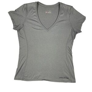 Under Armour V Neck T Shirt Womens XL Gray Athletic Running Workout Gym Top
